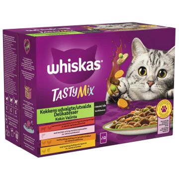 WHISKAS 1+ TASTY MIX KOKIN VALINTA KASTIKKEESSA 12*85G 1,02 KG