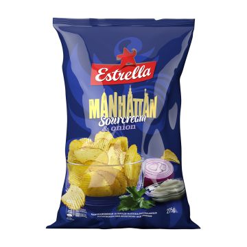 ESTRELLA MANHATTAN SOURCREAM & ONION CHIPS 275 G