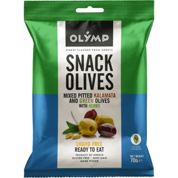 OLYMP YRTTIMARINOITU KALAMATA-VIHREÄ OLIIVI SNACK KIVETÖ