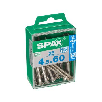 SPAX RUUVI TORX UPPOKANTA A2 RST TERÄS, OSAKIERRE 4,5X60 M 25KP