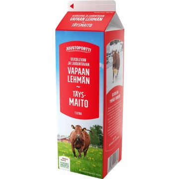 JUUSTOPORTTI VAPAAN LEHMÄN TÄYSMAITO 1L