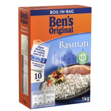 BEN'S ORIGINAL BASMATIRIISI KEITINPUSSI 8X125G