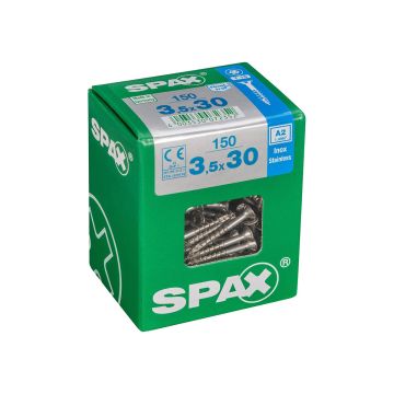 SPAX RUUVI TORX UPPOKANTA A2 RST TERÄS, OSAKIERRE 3,5X30 L 150KPL