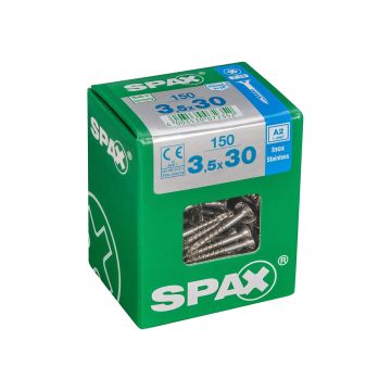 SPAX RUUVI TORX UPPOKANTA A2 RST TERÄS, OSAKIERRE 3,5X30 L 150K