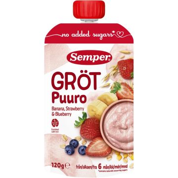 SEMPER PUURO MANSIKKA-BANAANI 6+ 120 G