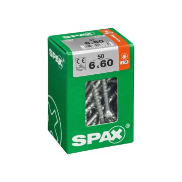 SPAX RUUVI TORX UPPOKANTA, OSAKIERRE WIROX 6X60 L 50KPL