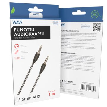 WAVE AUDIOKAAPELI, PUNOTTU 3,5MM, 1M 