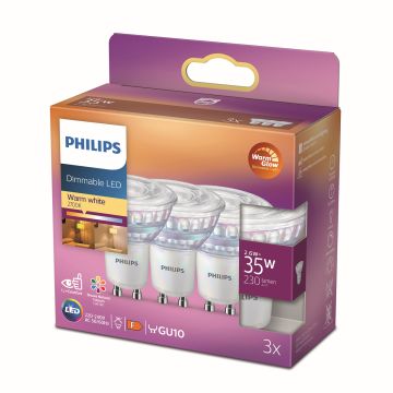 PHILIPS LED SPOTTILAMPPU 35W GU10 HIMMENNETTÄVÄ 3KPL 230L 2200-