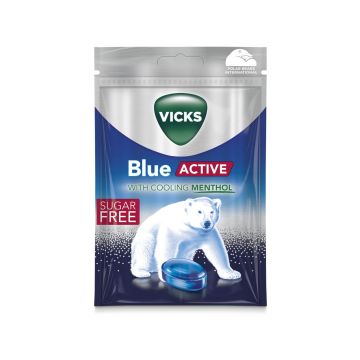 VICKS BLUE ACTIVE SUPER STRONG SOKERITON KURKKUPASTILLI 72 G VICKS BLUE ACTIVE SUPER STRONG SOKERITON KURKKUPASTILLI 72 G