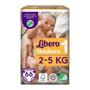 LIBERO NEWBORN KOKO 1 2-5KG 66 KPL