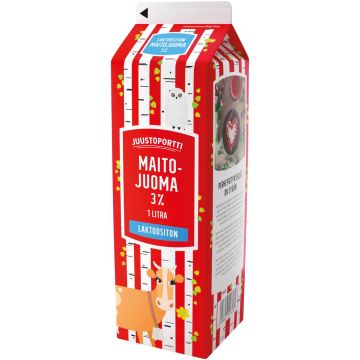 JUUSTOPORTTI LAKTOOSITON MAITOJUOMA 3% 1L