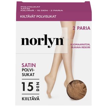 NORLYN SATIN 15 DEN POLVISUKAT 2PR/PAKKAUS, 9202 POWDER 36-41