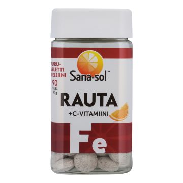 SANA-SOL RAUTA+C-VITAMIINI PURUTAB APPELSIINI 90 KPL