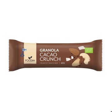 FOODIN GRANOLA BAR CACAO CRUNCH, LUOMU 40 G
