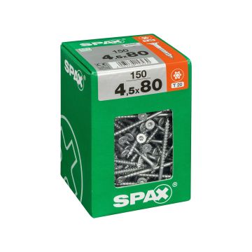 SPAX RUUVI TORX UPPOKANTA, OSAKIERRE WIROX 4,5X80 XXL 150KPL