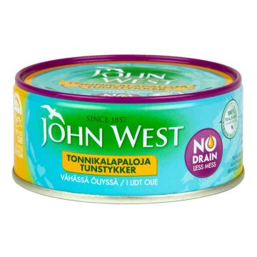 JOHN WEST VALUTETTUJA TONNIKALAPALOJA ÖLJYSSÄ 120 G