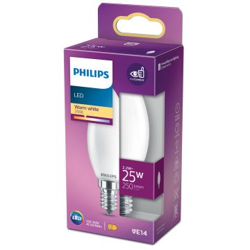 PHILIPS LED KYNTTILÄLAMPPU 25W B35 E14 HUURRE 250L 2700K