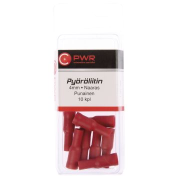 C-PWR PYÖRÖLIITIN 4MM NAARAS, PUNAINEN 10KPL