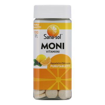 SANA-SOL MONIVITAMIINI PURUTAB APPELSIINI/SITRUUNA 100 KPL SANA-SOL MONIVITAMIINI PURUTAB APPELSIINI/SITRUUNA 100 KPL