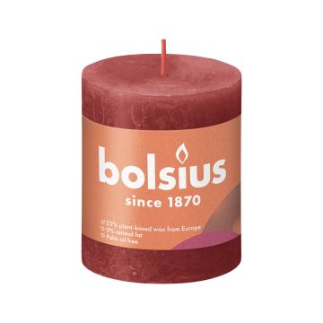 BOLSIUS PÖYTÄKYNTTILÄ 80/68 RUSTIC DELICATE RED