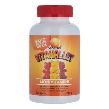 SANA-SOL VITANALLET MONIVITAMIINI SÄÄSTÖPAKKAUS 120 KPL