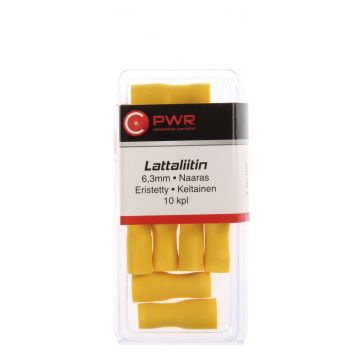 C-PWR LATTALIITIN 6,3MM NAARAS KELTAINEN, ERISTETTY, 10KPL