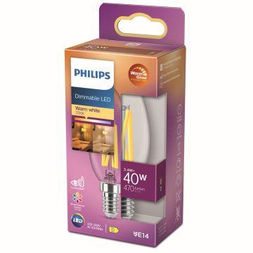 PHILIPS LED-LAMPPU 40W B35 E14 KIRKAS 470L 2200-2700K