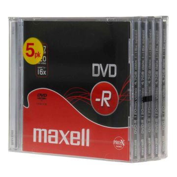 MAXELL DVD-R 4.7GB, 120MIN, 16X 5-PACK