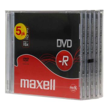 MAXELL DVD-R 4.7GB, 120MIN, 16X 5-PACK