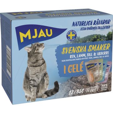 MJAU LAJITELMA SVENSKA SMAKER KALA&LIHA HYYTELÖSSÄ 12*85G 1,02 KG