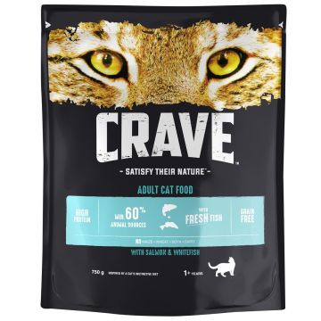 CRAVE KISSAN TÄYSRAVINTO ADULT LOHTA&SIIKAA 750 G