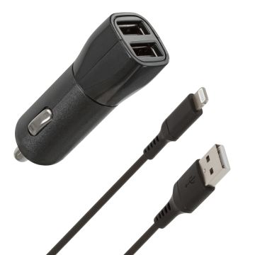 WAVE AUTOLATURI, 2 X USB + LIGHTNING (MFI) KAAPELI (15,5W), MU