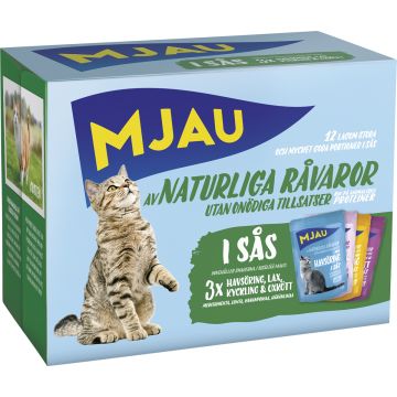 MJAU LAJITELMA LIHA&KALA KASTIKKEESSA 12*85G 1,02 KG