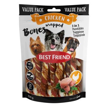 BEST FRIEND BONES 3IN1 PURUTIKUT KANAFILEELLÄ 12CM 20KPL 220 G