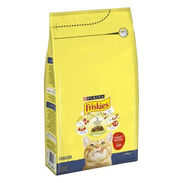 PURINA FRISKIES KISSAN TÄYSRAVINTO STERILIZED NAUTA-KASVIS 1,4 KG