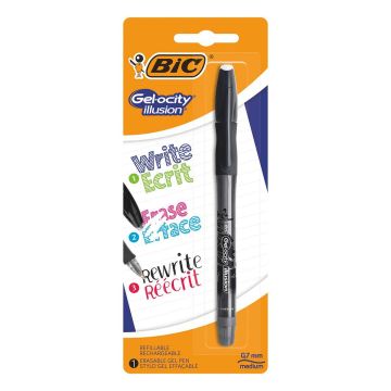 BIC GELOCITY ILLUSION PYYHITTÄVÄ GEELIKYNÄ MUSTA 1KPL