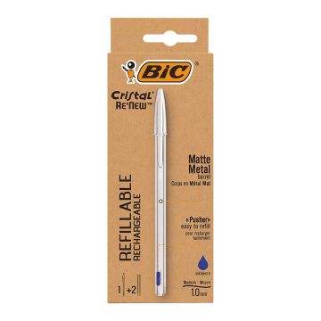 BIC CRISTAL RENEW KUULAKYNÄ SININEN 1KPL + 2 TÄYTTÖTÄILIÖTÄ