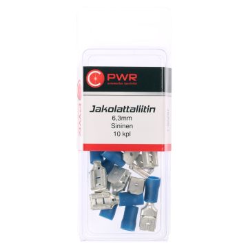 C-PWR JAKOLATTALIITIN 6,3MM, SININEN 10KPL