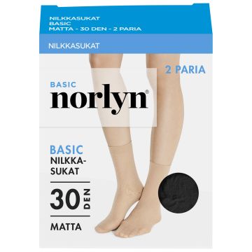 NORLYN BASIC 30 DEN NILKKASUKAT, 2 PR/PAKKAUS, 1210 BLACK 36-