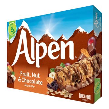 ALPEN PATUKKA HEDELMÄ-PÄHKINÄ-SUKLAA 5KPL 145 G