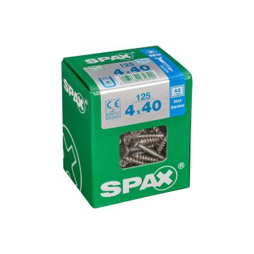 SPAX RUUVI TORX UPPOKANTA A2 RST TERÄS, OSAKIERRE 4X40 L 125KPL