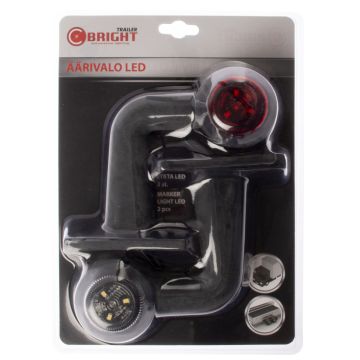 C-BRIGHT LED ÄÄRIVALOPARI 12-24 PUN/VAL. L-KUMIVARSI