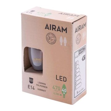 AIRAM LED KYNTILÄLAMPPU HIMMEÄ LED 2PACK 4,5W E14, 2700K 470 LM