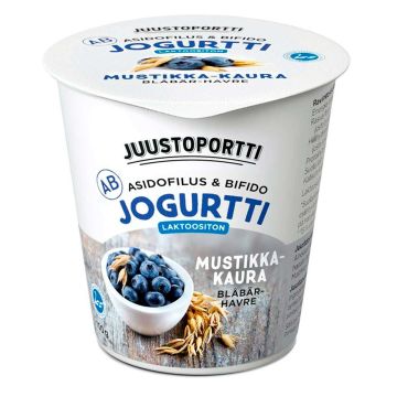 JUUSTOPORTTI AB-JOGURTTI MUSTIKKA-KAURA LAKTON 150 G