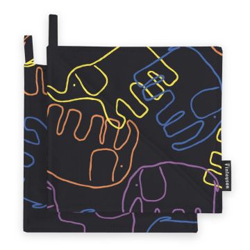 FINLAYSON PATALAPPU ELEFANTTI VILLI MULTI/MUSTA 2KPL 22X22CM