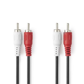 NEDIS STEREOÄÄNIKAAPELI 2X RCA UROS - 2X RCA UROS 5 M MUSTA