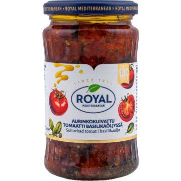 ROYAL AURINKOKUIVATTU TOMAATTI BASILIKAÖLJYSSÄ 200 G