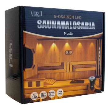 LED ENERGY LED SAUNAVALOSARJA 9-OSAINEN, MUSTA (TEFLON)
