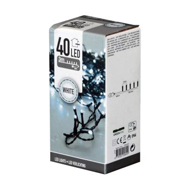 LED 40 VALOSARJA VALKOINEN, VIHREÄ JOHTO, SISÄ- JA ULKOKÄYTTÖÖN