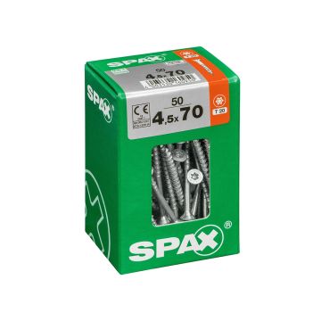 SPAX RUUVI TORX UPPOKANTA, OSAKIERRE WIROX 4,5X70 L 50KPL